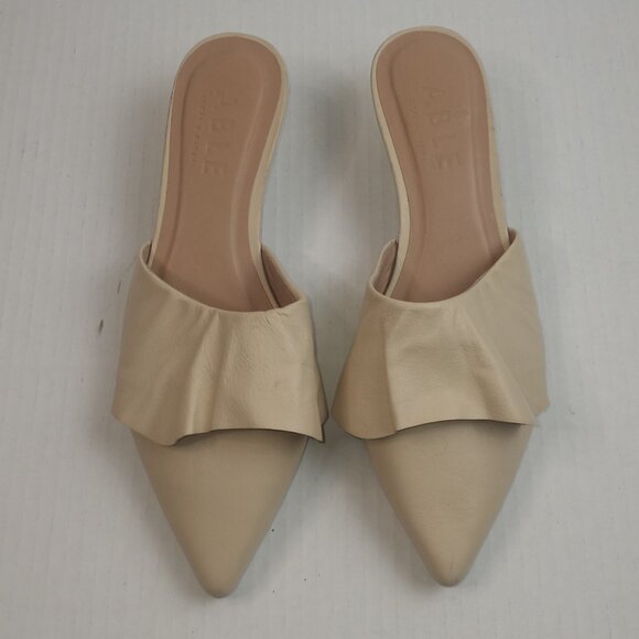 ABLE Local + Global Cream Pointed Toe Slip On Kitten Heels - Picture 3 of 6